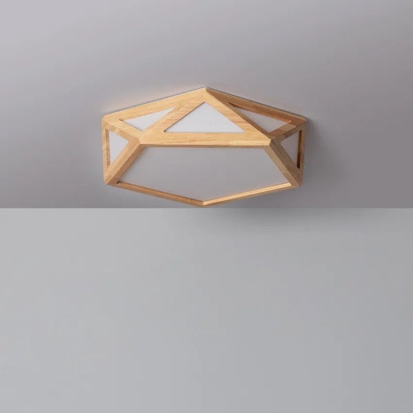 Holz Deckenleuchte Altig | Wählbare Lichtfarbe |  Design Lampe | Eckige Deckenleuchte | Natürliche Lampe