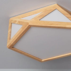 Holz Deckenleuchte Altig Wählbare Lichtfarbe Design Lampe Eckige Deckenleuchte Natürliche Lampe Bild 6