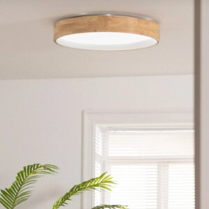 Natürliche Holz LED-Deckenlampe Samru rund Bild 7