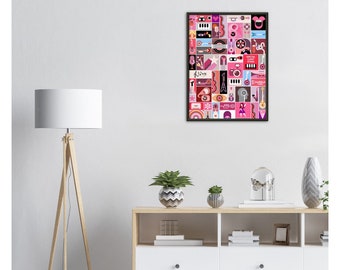 Leinwand Pop Art Collage | Wohnzimmer Poster | Cartoon Style Poster | Bild mit Rahmen | Abstrakte Kunst