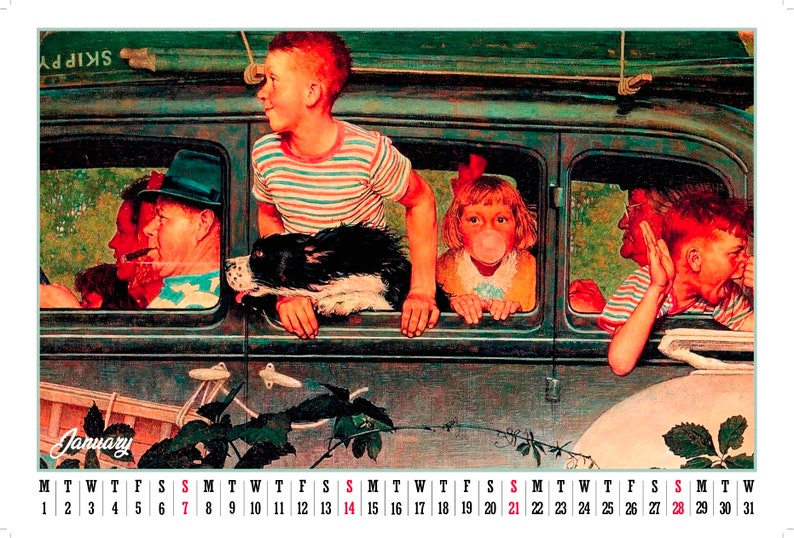Wall Calendar 2024 Horizontal Vintage Art Norman Rockwell Etsy UK