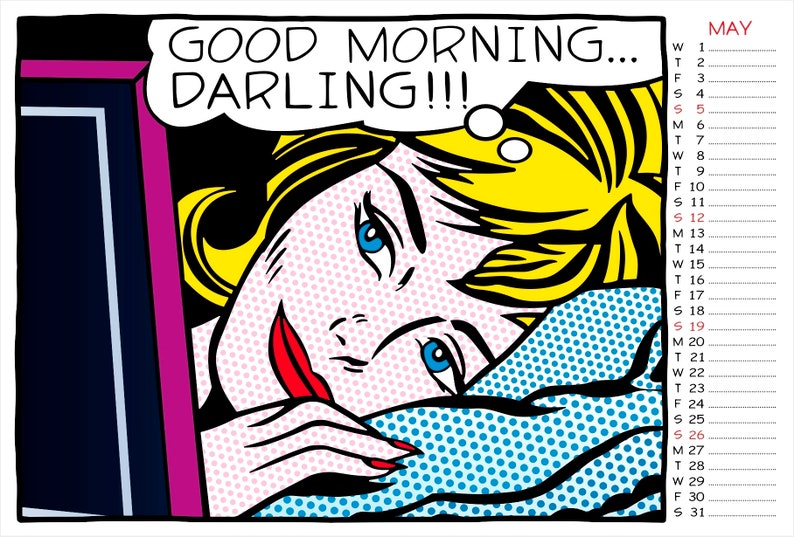 Wall Calendar Horizontal 2025 Pop Art Roy Lichtenstein Etsy
