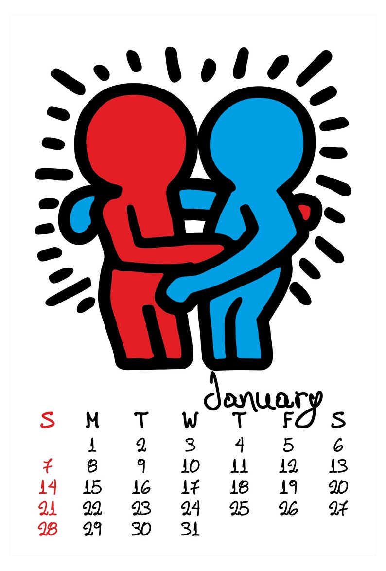 Wall Calendar 2024 Keith Haring Printable 12 Month Wall Etsy