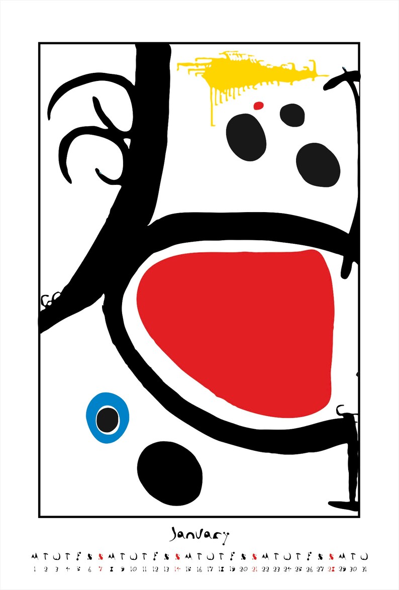 Wall Calendar 2024 Joan Miró Fine Art Etsy