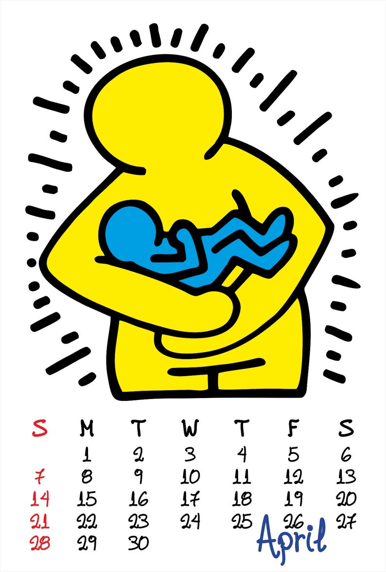 Wall Calendar 2024 Keith Haring Printable 12 Month Wall Etsy