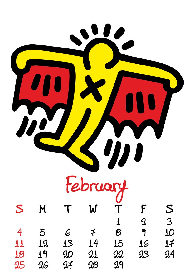 Wall Calendar 2024 Keith Haring Printable 12 Month Wall Etsy