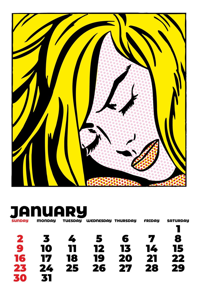 Wall Calendar 2023 Pop Art Roy Lichtenstein Etsy