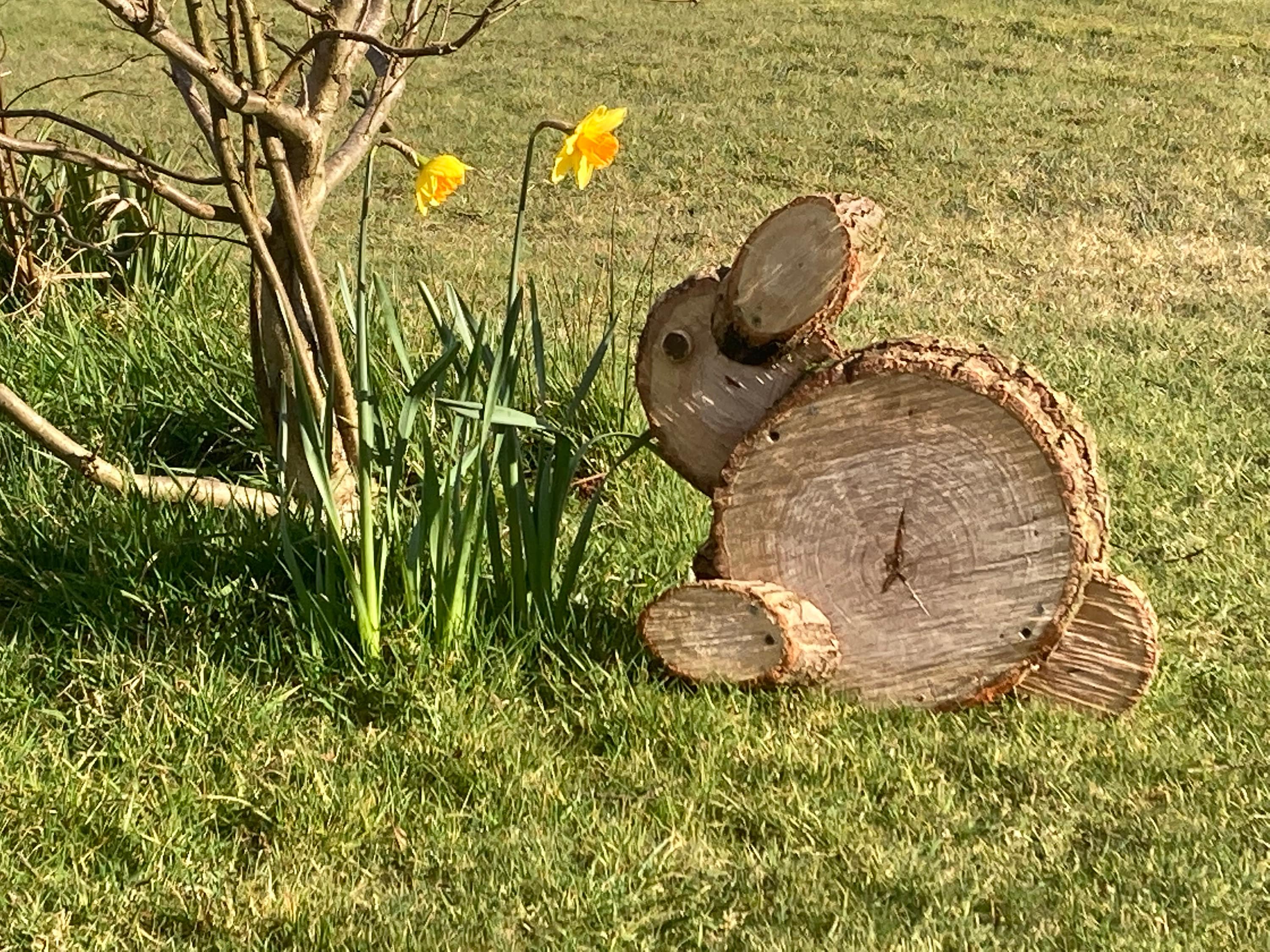 Hand Crafted Real Log Wooden Garden Easter Bunny Rabbit - Etsy Canada