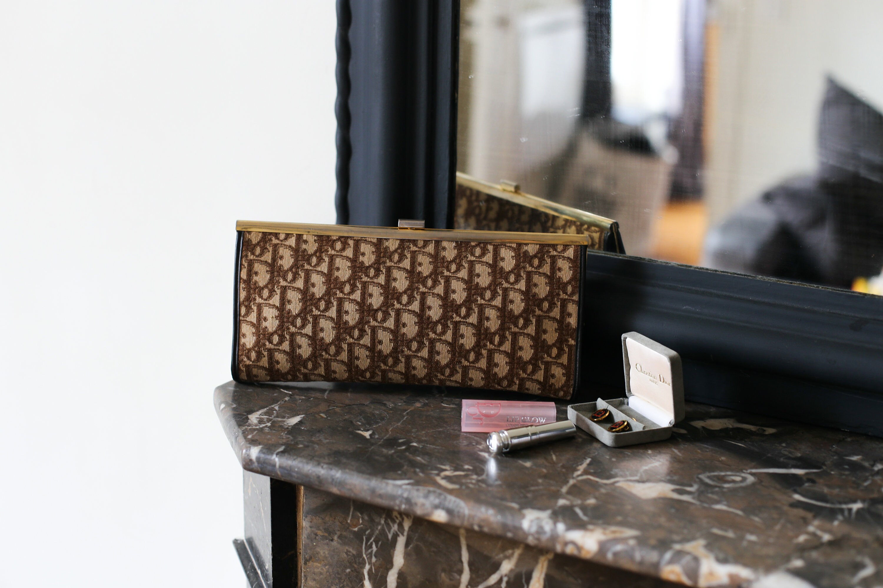 Dior oblique top canvas clutch