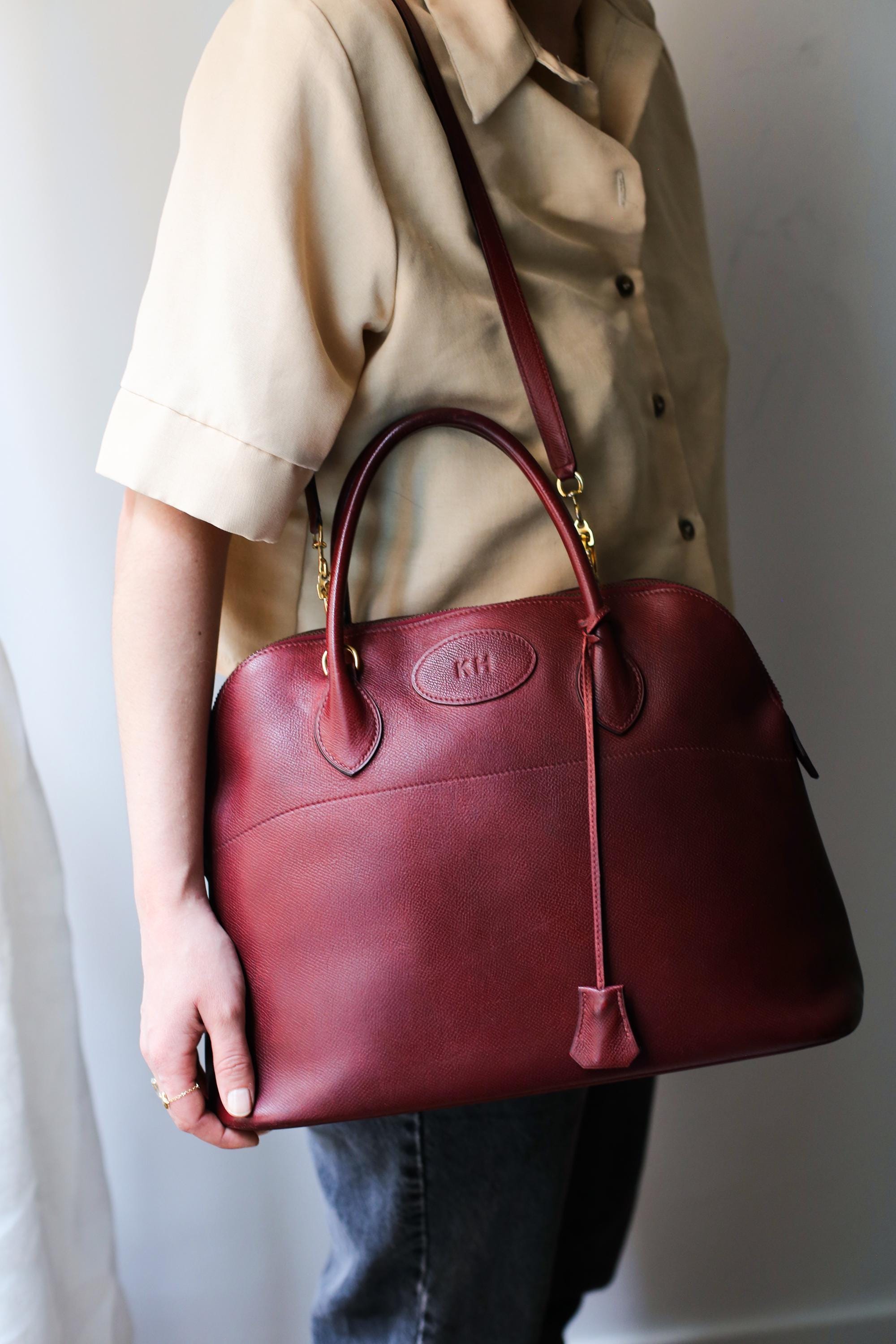 Hermès Paris Bolide 35 Model in Courchevel Burgundy Leather - Etsy UK
