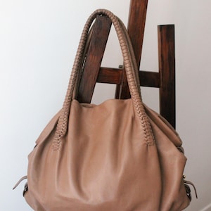 Salvatore Ferragamo taupe leather shoulder bag