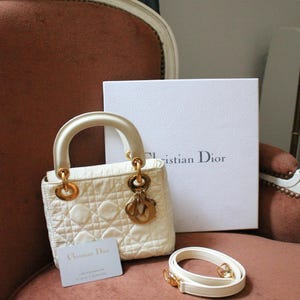 Dior Lady Dior Mini bag in cream canvas