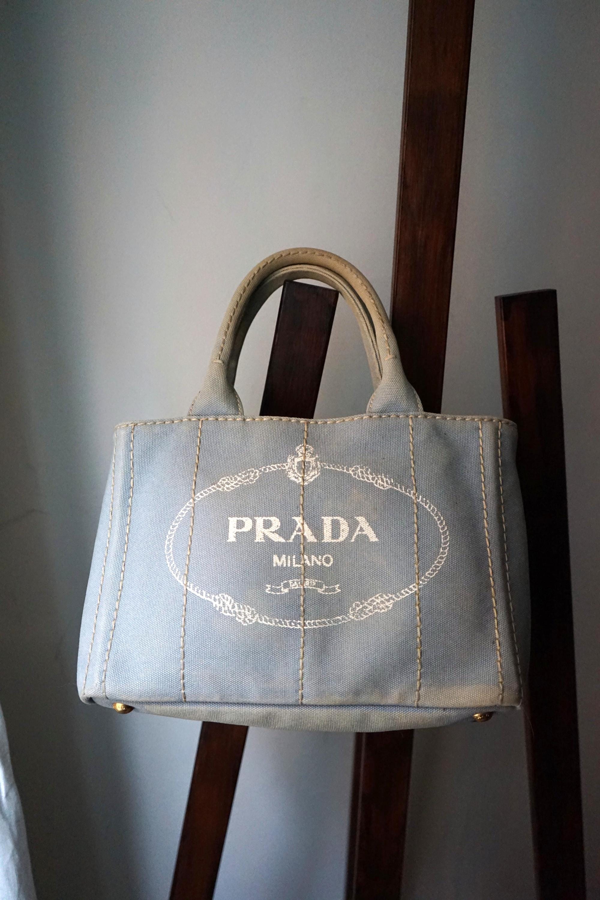 Prada Canapa Handbag in Blue Canvas - Etsy
