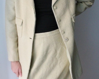 Chanel groene katoenen jas en rok maat 38