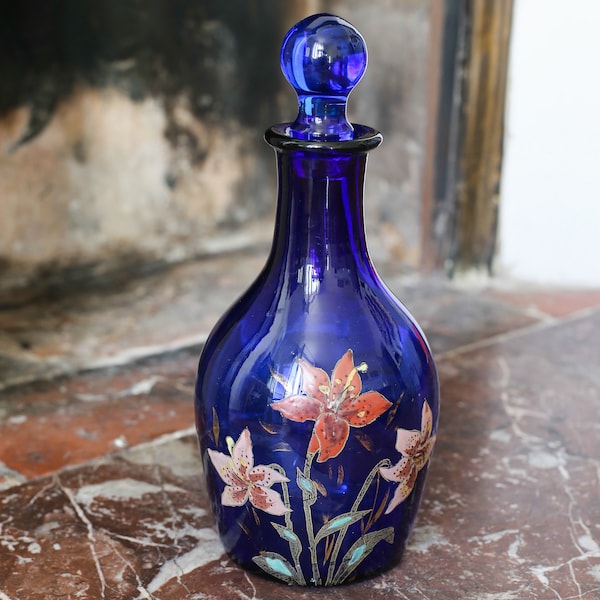 Navy Blue Glass Vase Etsy