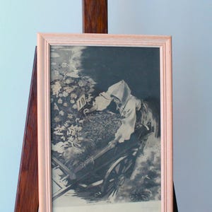 Gravure &quot;De bloemenverkoper&quot; Karl Wagner (1839 - 1929) gesigneerd