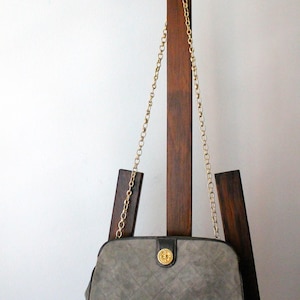 Chanel gray and gold suede and exotic leather handbag