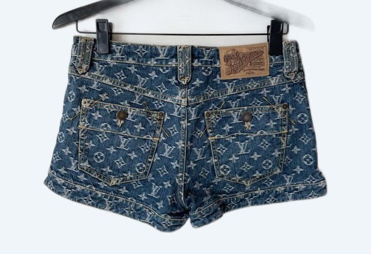 Louis Vuitton Pattern Print Denim Shorts