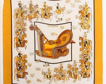 Hermès carré en soie modèle "Artaban" jaune