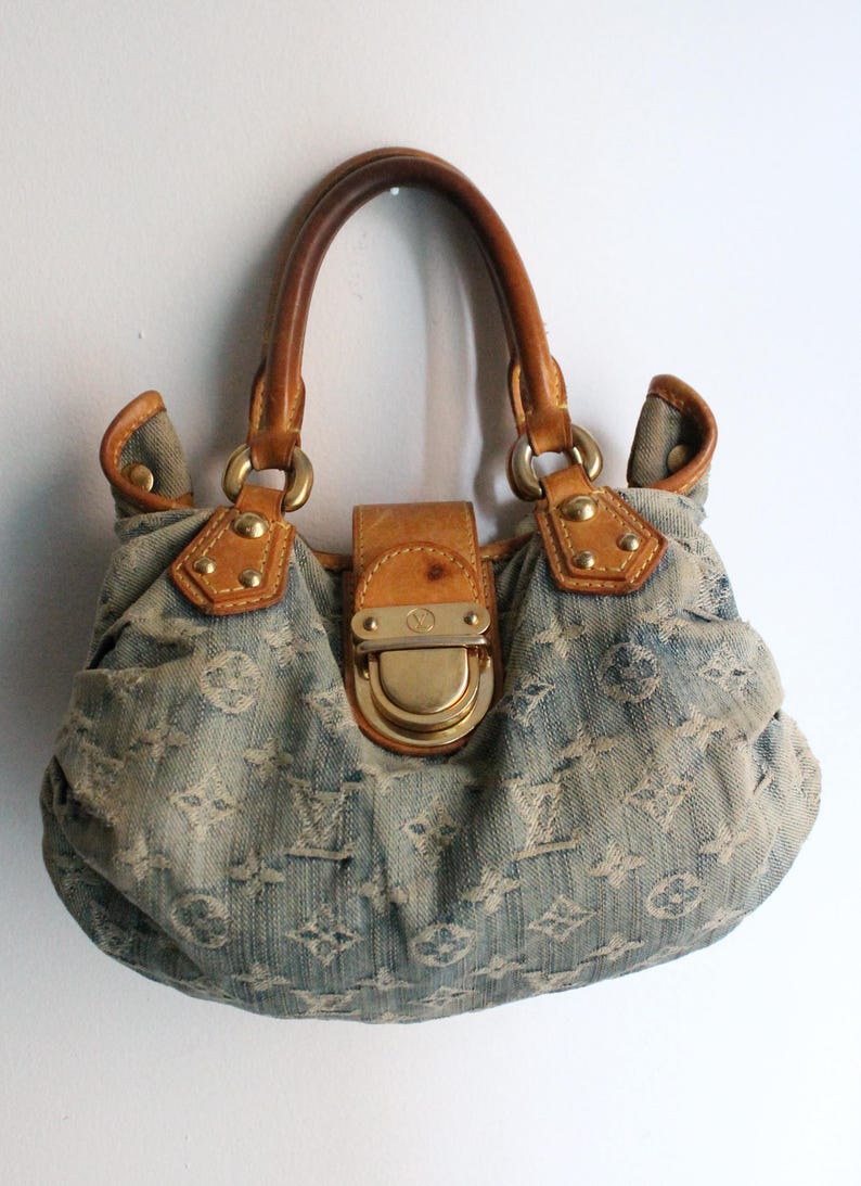 Louis Vuitton Pleaty handbag in blue denim and leather image 2
