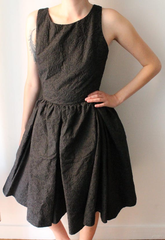 blue dress for baby girl Azzedine Alaia Vintage SS 1988 Black Paneled Plunging Drop Waist Dress –  Amarcord Vintage Fashion main image 1