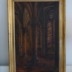 20th century French school painting "Apse of a Cathedral"