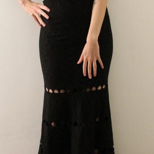 Abito lungo nero Alaïa con motivo zebrato in paillettes taglia S (IT 40 / FR 36)