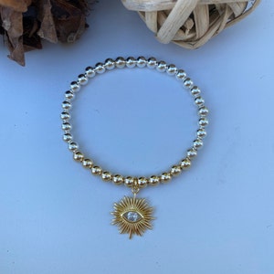 Sterling Silver/14k Gold Filled  5mm 2toned with Evil Eye Starburst