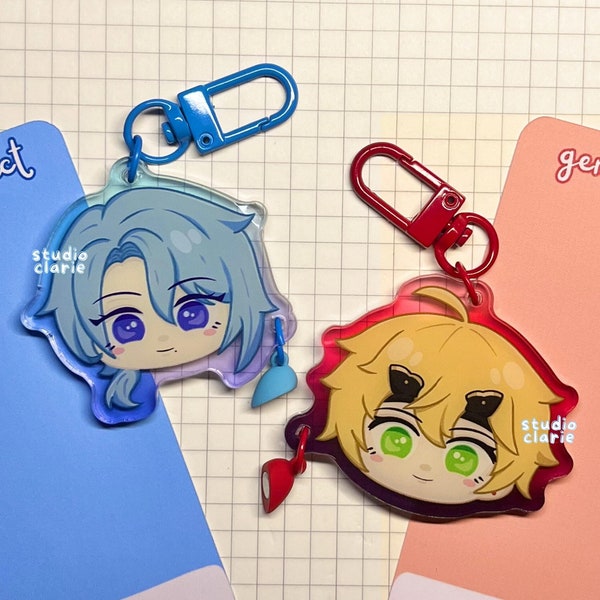 Genshin Impact Ayato & Thoma Matching Keychain, Couple Best Friend Gift, Heart Link Charm