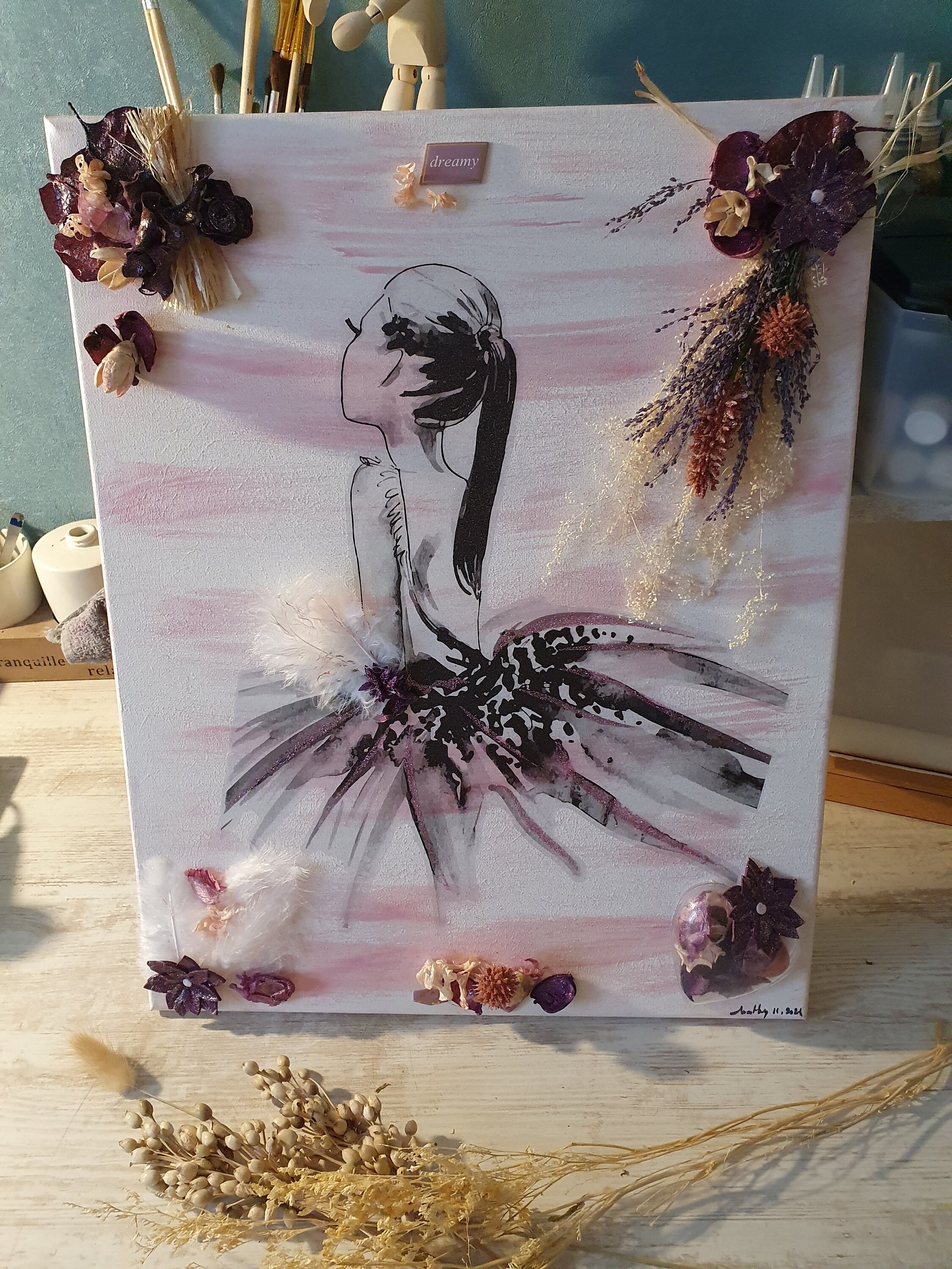 La Danseuse - Peinture et Collage sur Toile