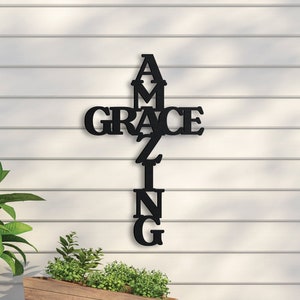 Metal Amazing Grace Cross, Amazing Grace Sign, Metal Front Door Sign, Home Decor Sign, Metal Greeting Sign, Housewarming Gift Ideas