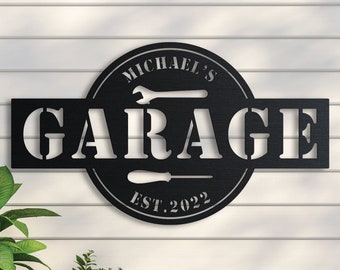 Garage Sign, Custom Metal Sign, Metal Name Sign, Garage Decor, Home Decor, Signs For A Garage, Man Cave Sign, Man Cave Sign Ideas