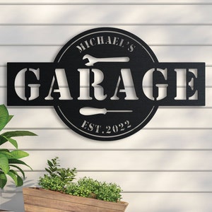 Garage Sign, Custom Metal Sign, Metal Name Sign, Garage Decor, Home Decor, Signs For A Garage, Man Cave Sign, Man Cave Sign Ideas