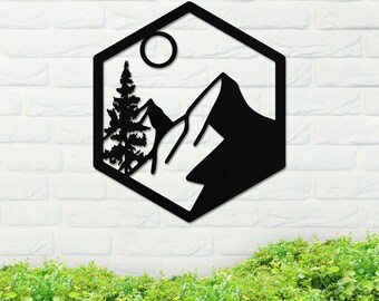 Metal Mountain Landscape Sign, Landscape Metal Sign, Metal Mountain Landscape Sign, Landscape Sign, Home Decor, Backyard Sign