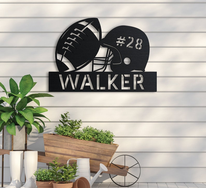 Football Sign Custom Metal Sign Metal Name Sign Football Etsy