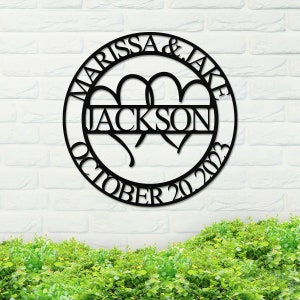 Personalized Family Name Metal Sign, Custom Wedding Gift
