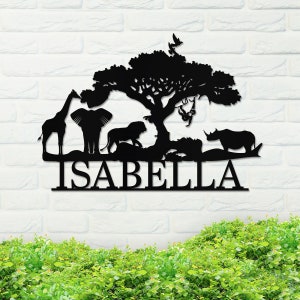 Metal Safari Sign, Safari Metal Sign, Metal Name Sign, Custom Name Sign, Metal Sign, Metal Wall Art, Home Decor, Backyard Sign