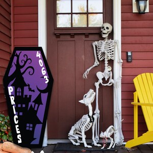 Personalized Metal Coffin Front Door Sign, Halloween Coffin Sign, Custom Halloween Sign, Metal Front Door Sign, Family Name Sign