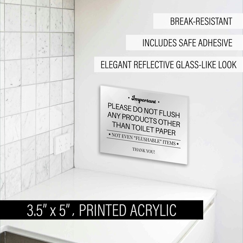 Please Do Not Flush Bathroom Sign For Business (3.5 X 5.6 In - View #9