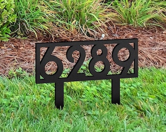 Personalized Metal Address Sign, Modern Address Sign, Realtor Gift Idea, Address Sign with Stakes, Staked Address, Address Sign for Lawn