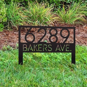 Personalized Metal Address Sign, Modern Address Sign, Realtor Gift Idea, Address Sign with Stakes, Staked Address, Address Sign for Lawn