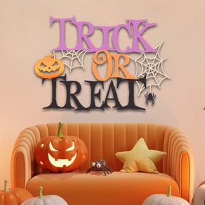 Metal Trick or Treat Sign, Halloween Front Door Sign, Colorful Halloween Sign, Metal Halloween Sign, Halloween Decor Sign