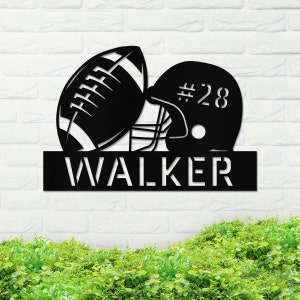 Football Sign, Custom Metal Sign, Metal Name Sign, Football Name Sign, Metal Football Sign, Personalized Gift, Home Decor, Boy&#39;s Room Sign
