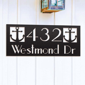 Nautical Metal Address Sign, Modern Address Sign, Address Sign, Address Numbers, Modern House Numbers, House Number Sign, Horizontal Address