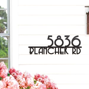 Mid Century Metal House Number Sign - Modern Address Sign - Address Number Sign - Address Numbers - MCM Style House Numbers