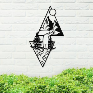 Metal Mountain Landscape Sign, Landscape Metal Sign, Metal Mountain Landscape Sign, Landscape Sign, Home Decor, Backyard Sign