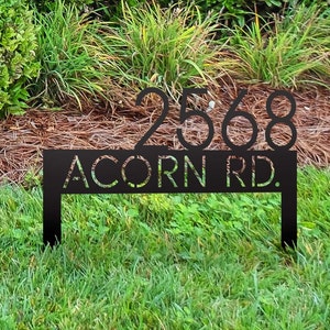 Personalized Metal Address Sign, Modern Address Sign, Realtor Gift Idea, Address Sign with Stakes, Staked Address, Address Sign for Lawn