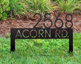 Personalized Metal Address Sign, Modern Address Sign, Realtor Gift Idea, Address Sign with Stakes, Staked Address, Address Sign for Lawn