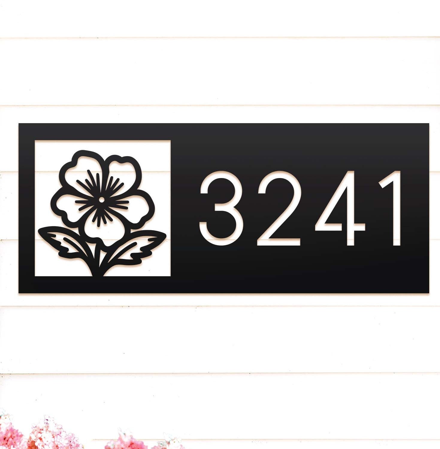 Flower Metal Address Sign, Modern Address Sign, Address Sign, Address Numbers, Modern House Numbers, House Number Sign, House Number Plaque
