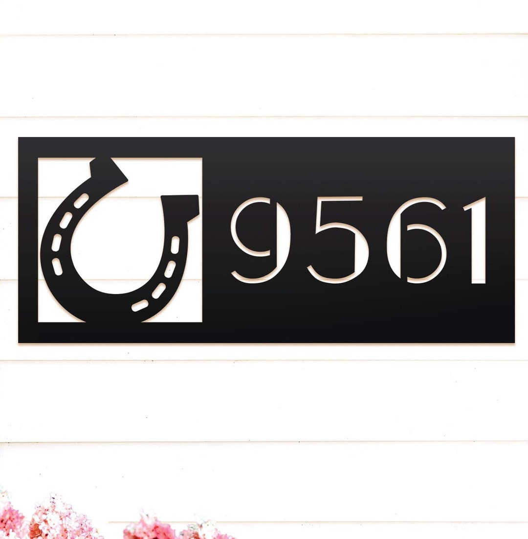 Horseshoe Metal Address Sign Modern Address Sign Address Etsy